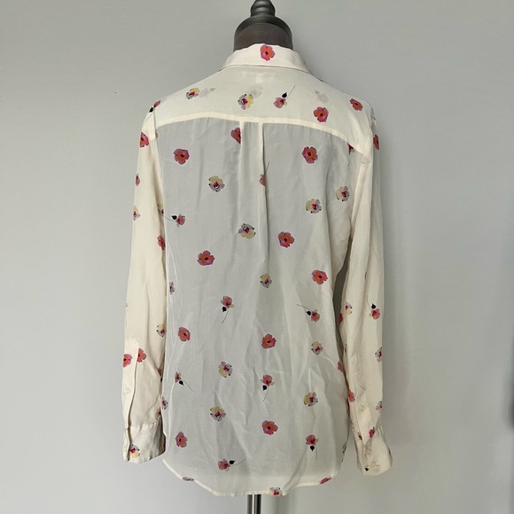 Madewell Silk button down floral blouse size medium - Picture 5 of 8